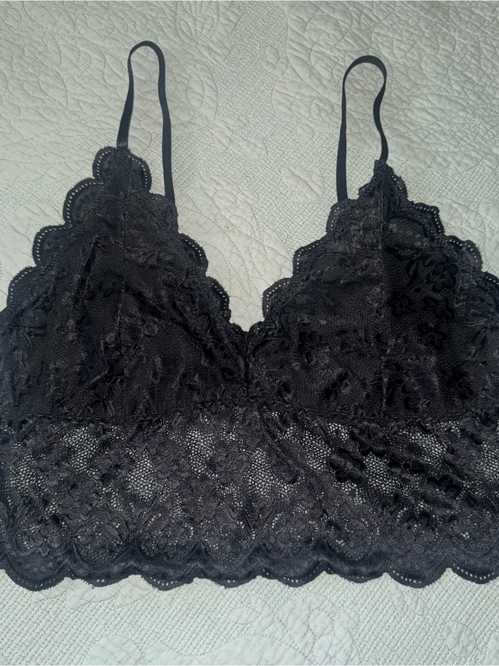 SHEIN Black Lace Bralette Scalloped Trim